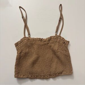 Abercrombie Beige Smocked Crop Top Adjustable Straps